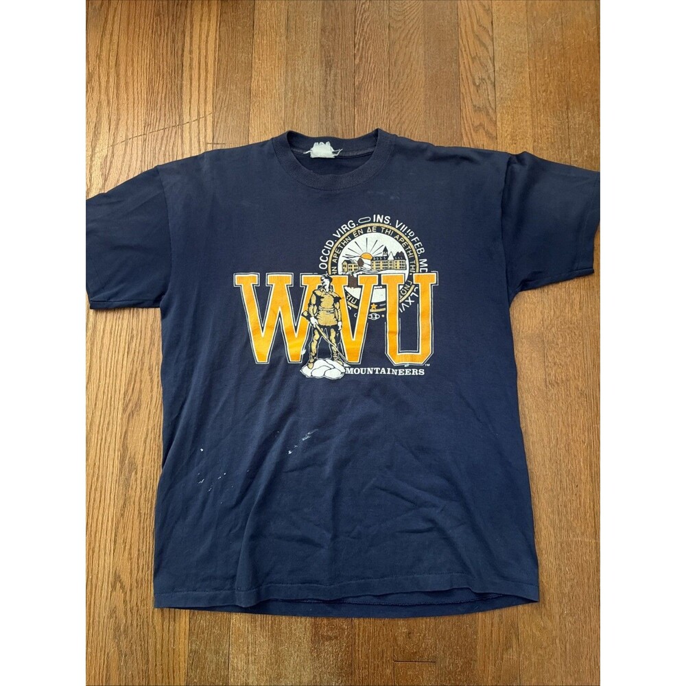 Vintage 70s Single Stitch T-Shirt WVU West Virginia Mountaineers Man XL